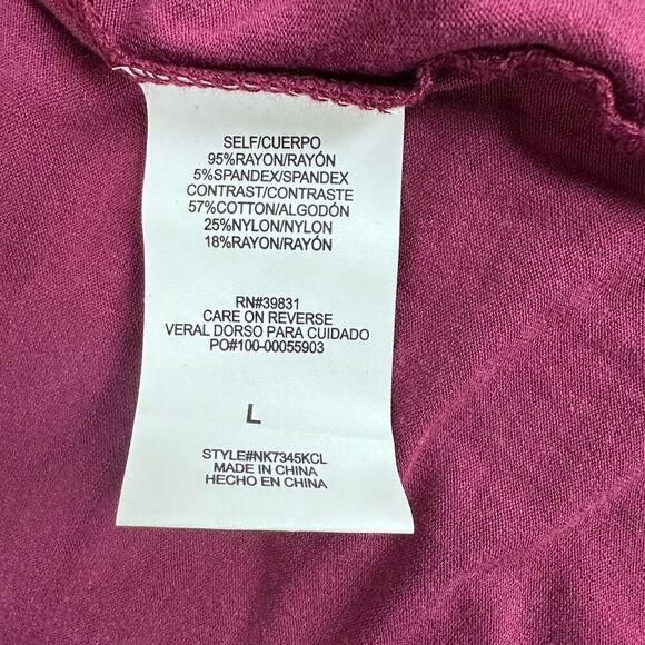 Rewind Women's L Short Sleeve Rounded Hem Tee Lace Inset Cranberry Purple‎ New - Picture 7 of 11